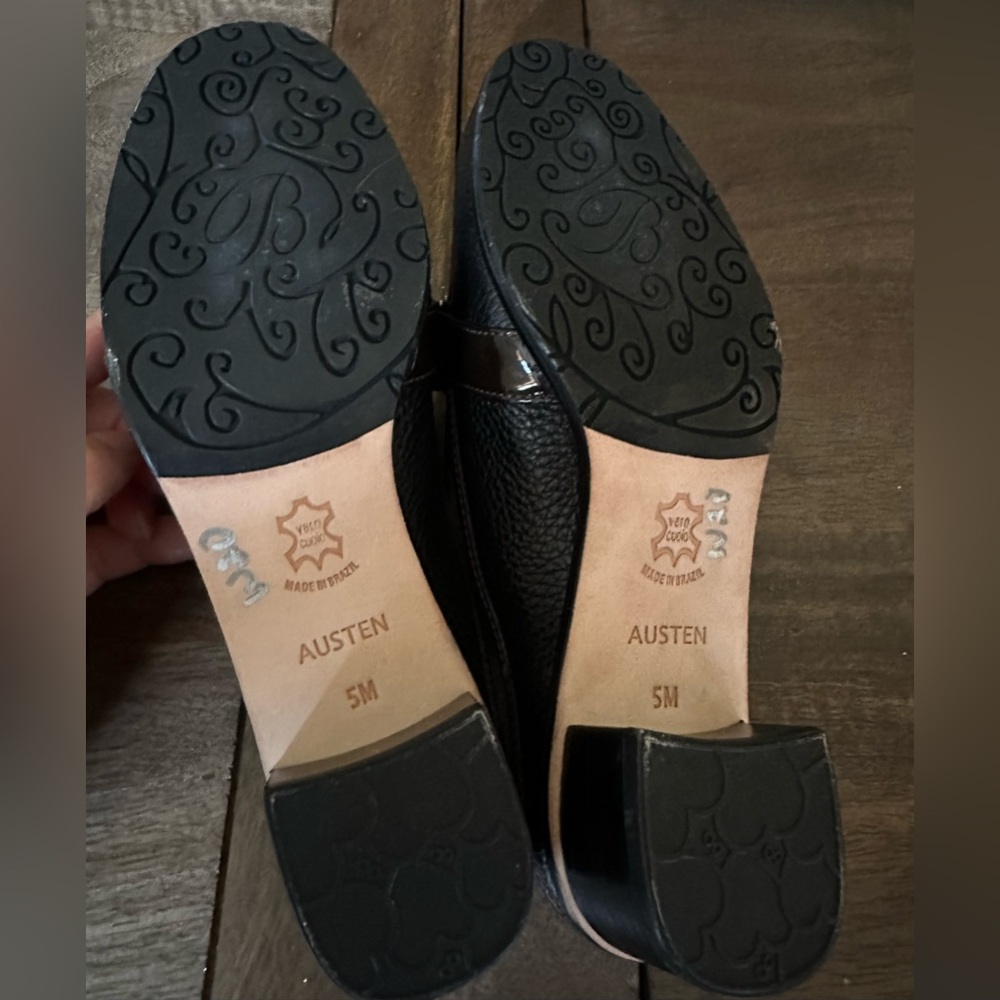 Brighton Austen Mules Brown Croc And Black Leather Open Back Slip On Sz 5 - Picture 10 of 13